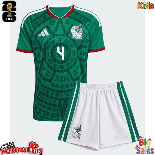 Mexico Edson Alvarez #4 Replica Home Stadium Kit for Kids World Cup 2026 Short Sleeve (+ pants)